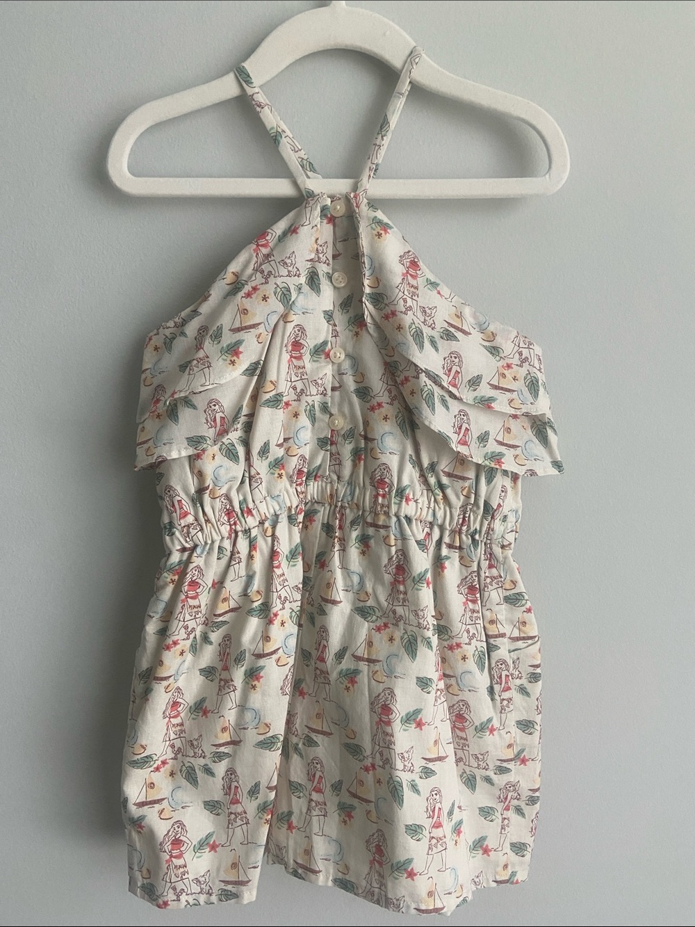 Disney X Janie and Jack Moana Print Halter Romper size 4 girls